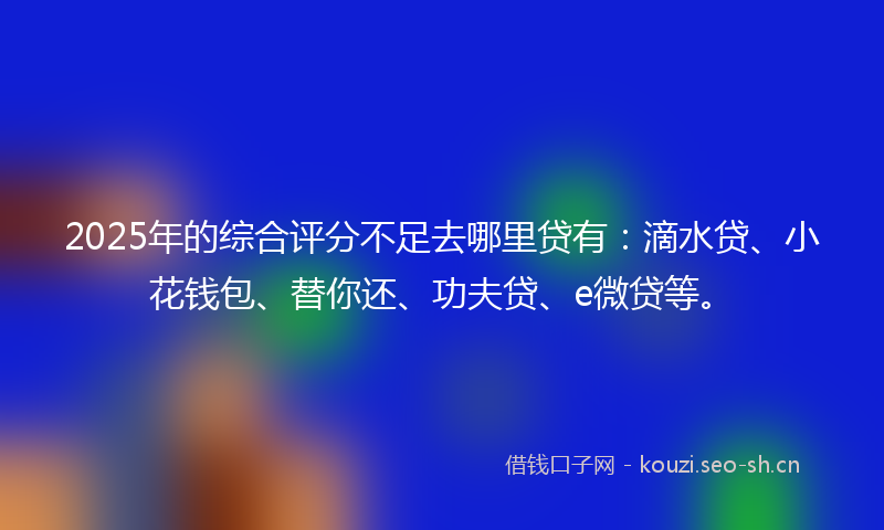 2025年的综合评分不足去哪里贷有：滴水贷、小花钱包、替你还、功夫贷、e微贷等。