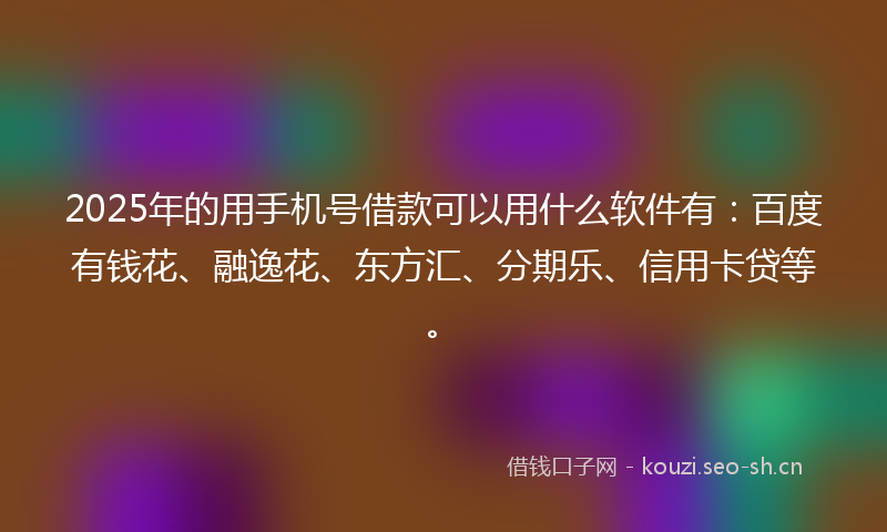 2025年的用手机号借款可以用什么软件有：百度有钱花、融逸花、东方汇、分期乐、信用卡贷等。