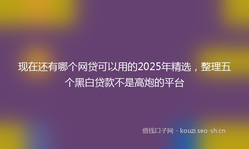 现在还有哪个网贷可以用的2025年精选，整理五个黑白贷款不是高炮的平台