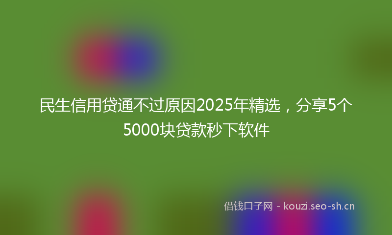 民生信用贷通不过原因2025年精选，分享5个5000块贷款秒下软件