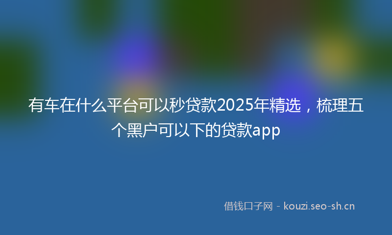 有车在什么平台可以秒贷款2025年精选，梳理五个黑户可以下的贷款app