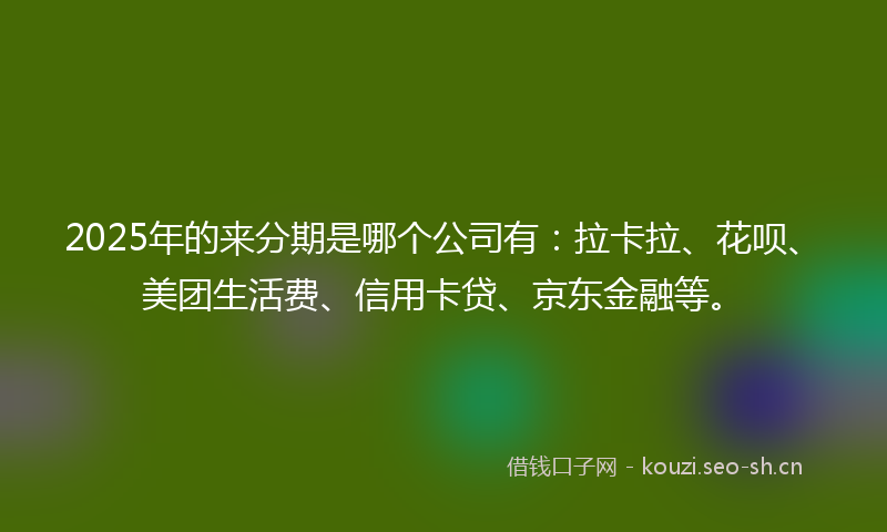 2025年的来分期是哪个公司有：拉卡拉、花呗、美团生活费、信用卡贷、京东金融等。