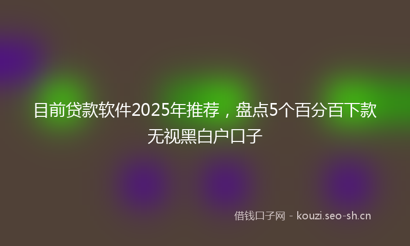 目前贷款软件2025年推荐，盘点5个百分百下款无视黑白户口子