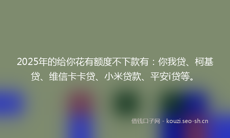 2025年的给你花有额度不下款有：你我贷、柯基贷、维信卡卡贷、小米贷款、平安i贷等。