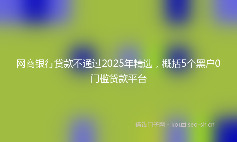 网商银行贷款不通过2025年精选，概括5个黑户0门槛贷款平台
