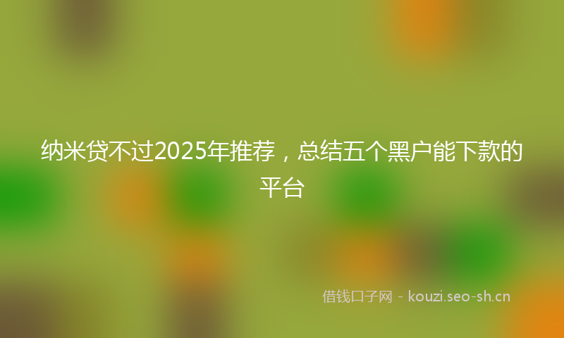 纳米贷不过2025年推荐，总结五个黑户能下款的平台