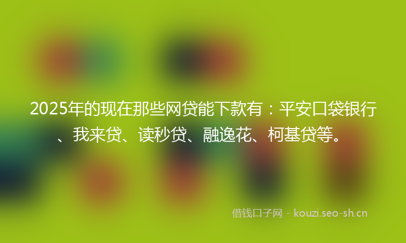 2025年的现在那些网贷能下款有：平安口袋银行、我来贷、读秒贷、融逸花、柯基贷等。