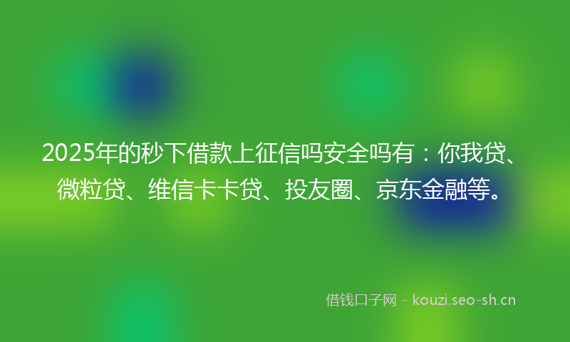2025年的秒下借款上征信吗安全吗有：你我贷、微粒贷、维信卡卡贷、投友圈、京东金融等。