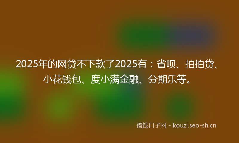 2025年的网贷不下款了2025有：省呗、拍拍贷、小花钱包、度小满金融、分期乐等。