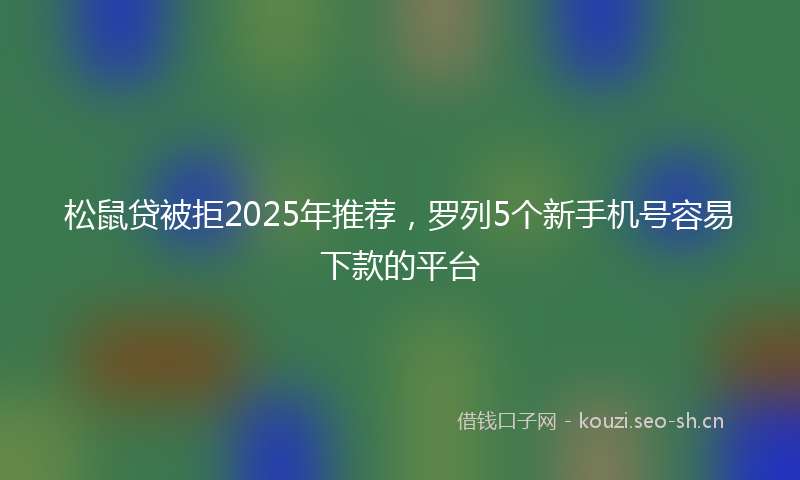 松鼠贷被拒2025年推荐，罗列5个新手机号容易下款的平台