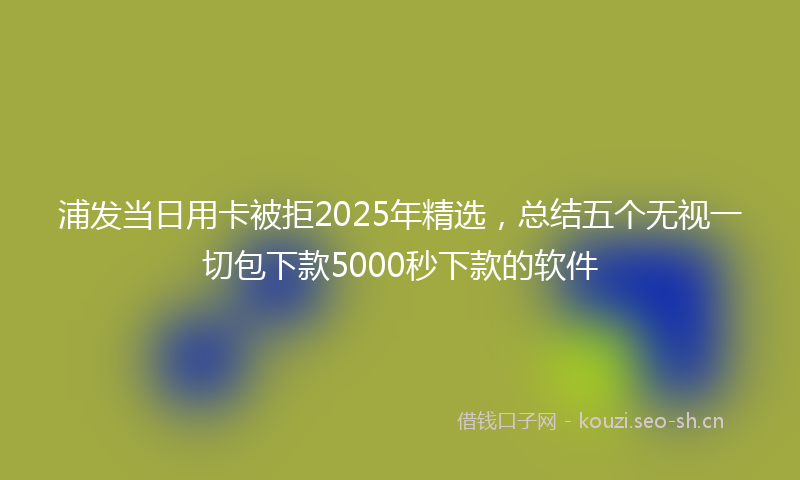 浦发当日用卡被拒2025年精选，总结五个无视一切包下款5000秒下款的软件