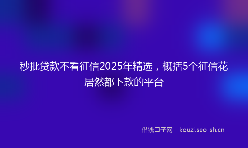 秒批贷款不看征信2025年精选，概括5个征信花居然都下款的平台