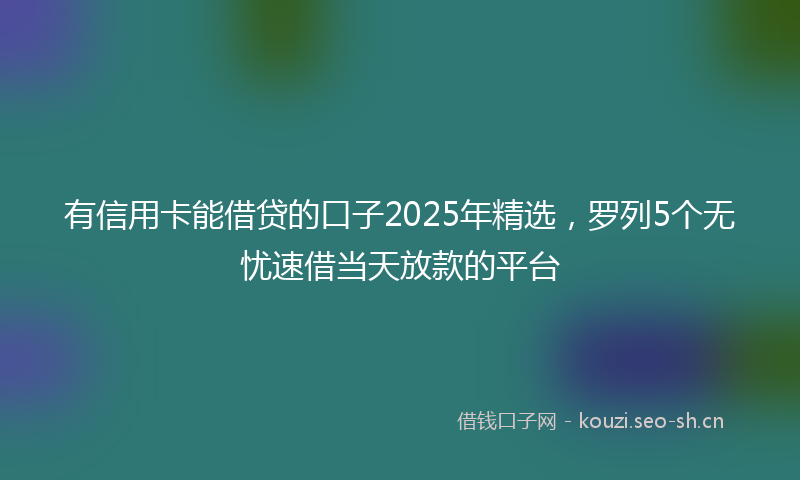 有信用卡能借贷的口子2025年精选，罗列5个无忧速借当天放款的平台