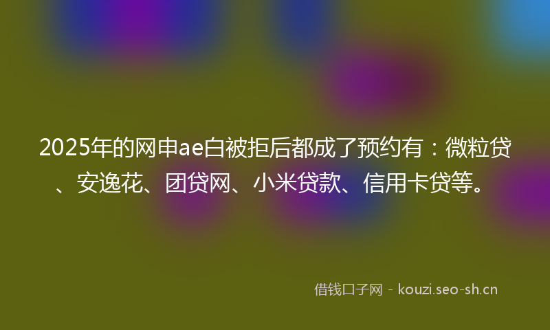 2025年的网申ae白被拒后都成了预约有：微粒贷、安逸花、团贷网、小米贷款、信用卡贷等。
