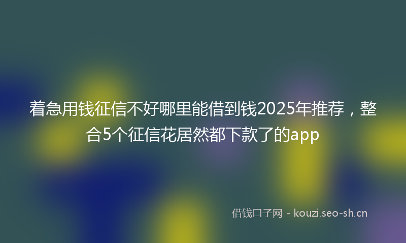 着急用钱征信不好哪里能借到钱2025年推荐，整合5个征信花居然都下款了的app