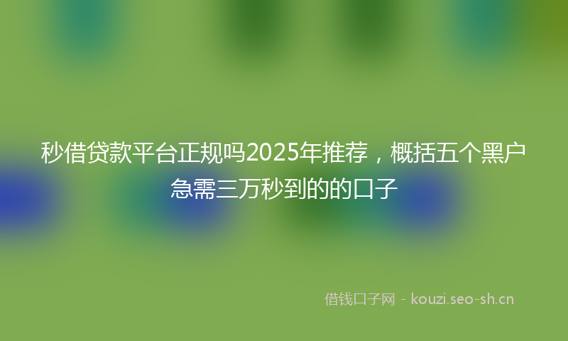 秒借贷款平台正规吗2025年推荐，概括五个黑户急需三万秒到的的口子