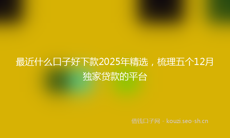 最近什么口子好下款2025年精选，梳理五个12月独家贷款的平台