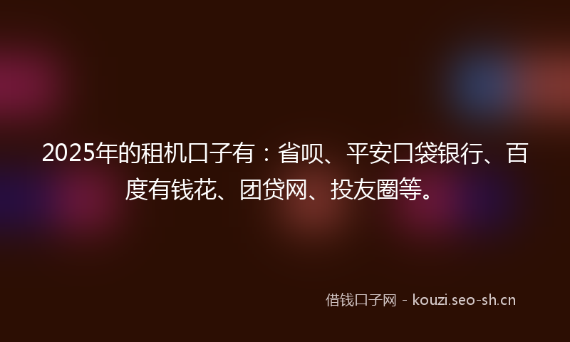2025年的租机口子有：省呗、平安口袋银行、百度有钱花、团贷网、投友圈等。
