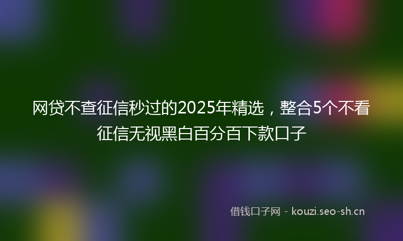 网贷不查征信秒过的2025年精选，整合5个不看征信无视黑白百分百下款口子
