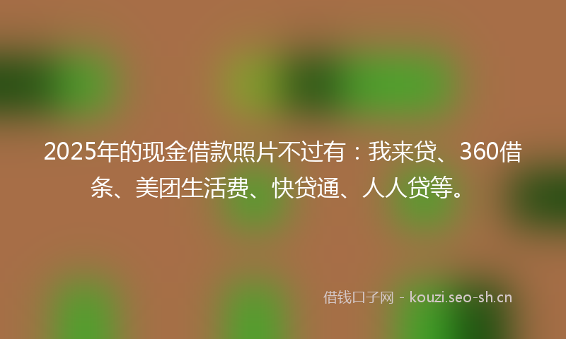 2025年的现金借款照片不过有：我来贷、360借条、美团生活费、快贷通、人人贷等。