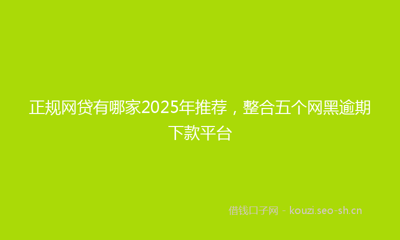 正规网贷有哪家2025年推荐，整合五个网黑逾期下款平台