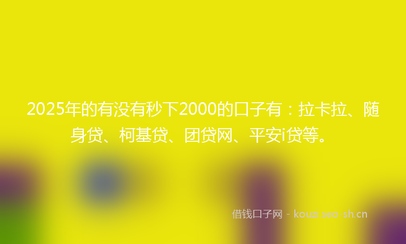 2025年的有没有秒下2000的口子有：拉卡拉、随身贷、柯基贷、团贷网、平安i贷等。