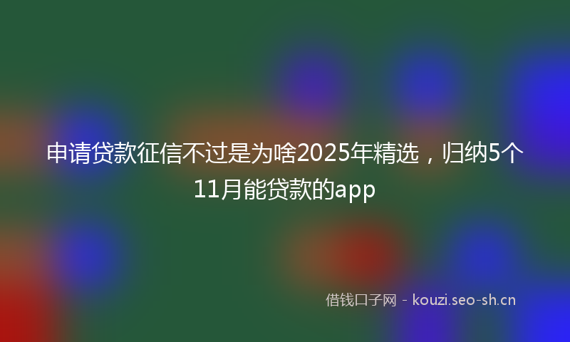申请贷款征信不过是为啥2025年精选，归纳5个11月能贷款的app