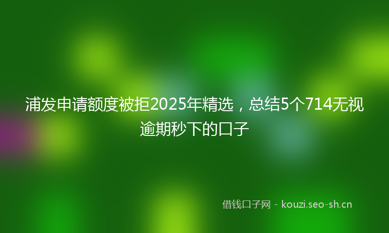 浦发申请额度被拒2025年精选，总结5个714无视逾期秒下的口子