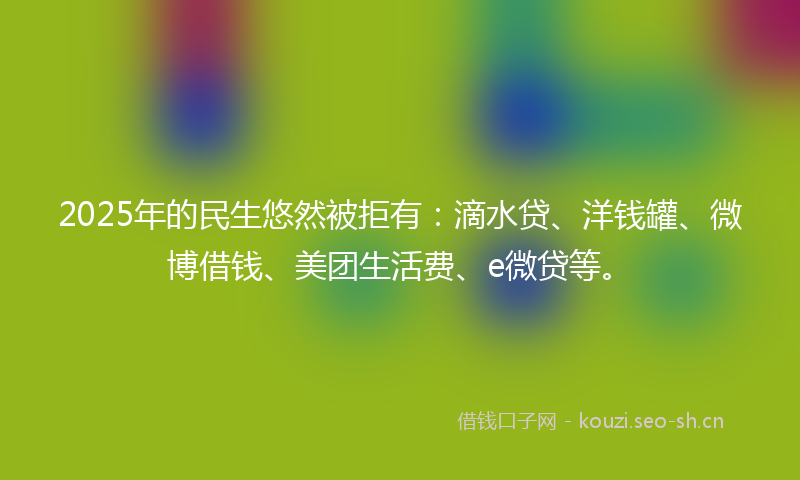 2025年的民生悠然被拒有：滴水贷、洋钱罐、微博借钱、美团生活费、e微贷等。