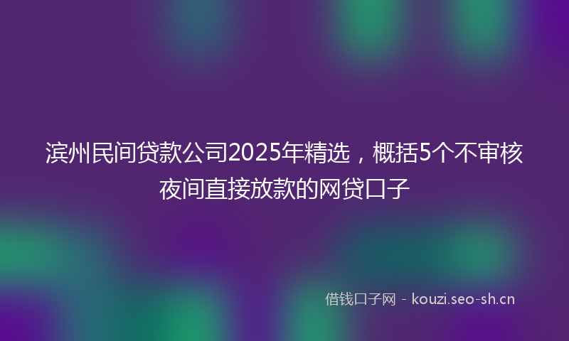 滨州民间贷款公司2025年精选，概括5个不审核夜间直接放款的网贷口子