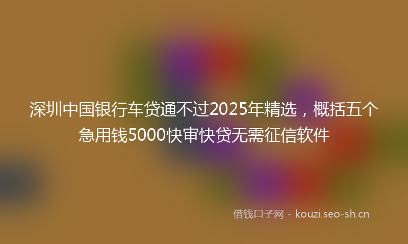 深圳中国银行车贷通不过2025年精选，概括五个急用钱5000快审快贷无需征信软件