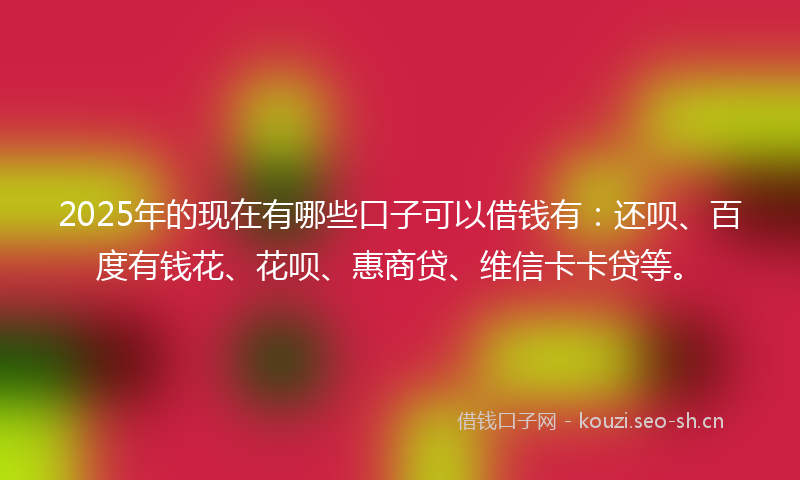 2025年的现在有哪些口子可以借钱有：还呗、百度有钱花、花呗、惠商贷、维信卡卡贷等。