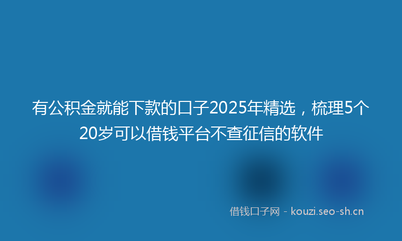 有公积金就能下款的口子2025年精选，梳理5个20岁可以借钱平台不查征信的软件