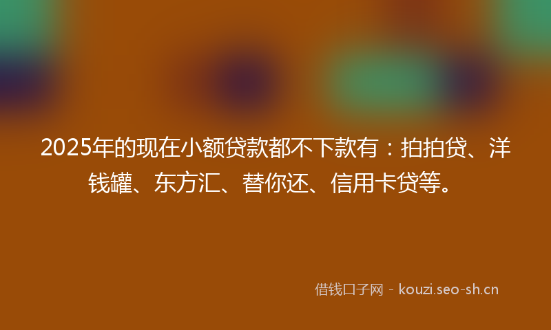 2025年的现在小额贷款都不下款有：拍拍贷、洋钱罐、东方汇、替你还、信用卡贷等。