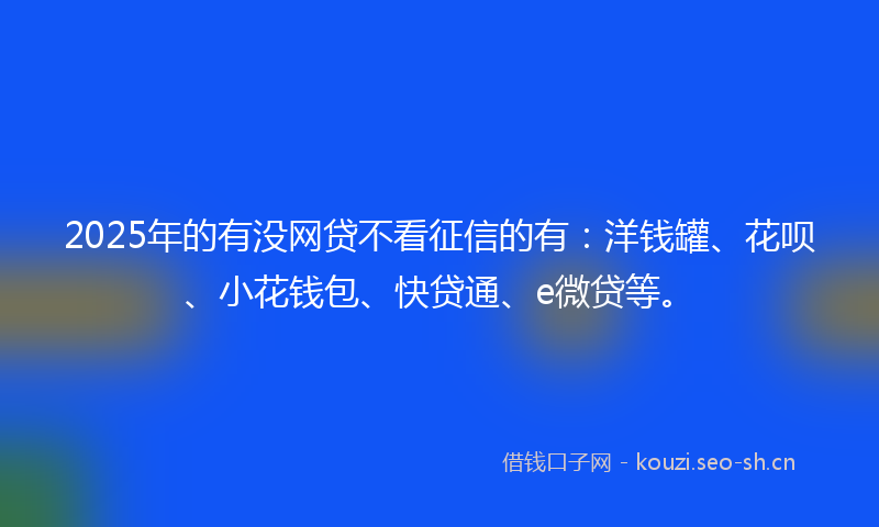 2025年的有没网贷不看征信的有：洋钱罐、花呗、小花钱包、快贷通、e微贷等。