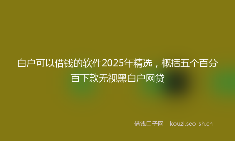白户可以借钱的软件2025年精选，概括五个百分百下款无视黑白户网贷
