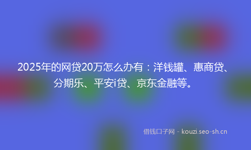2025年的网贷20万怎么办有：洋钱罐、惠商贷、分期乐、平安i贷、京东金融等。