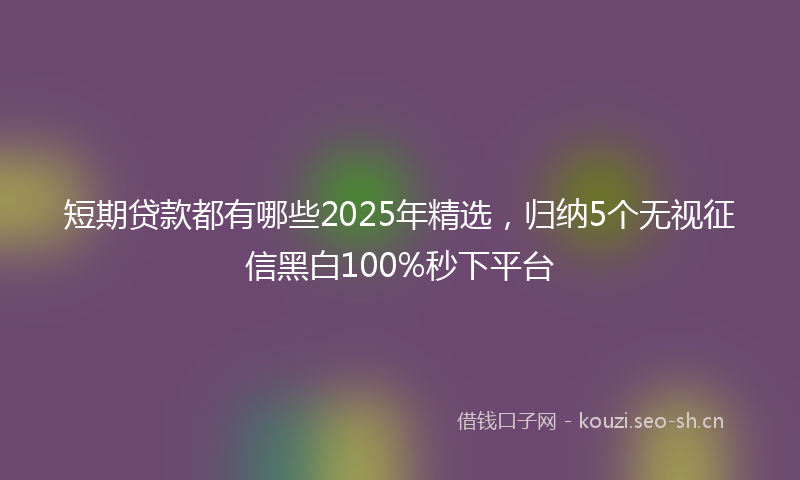 短期贷款都有哪些2025年精选，归纳5个无视征信黑白100%秒下平台