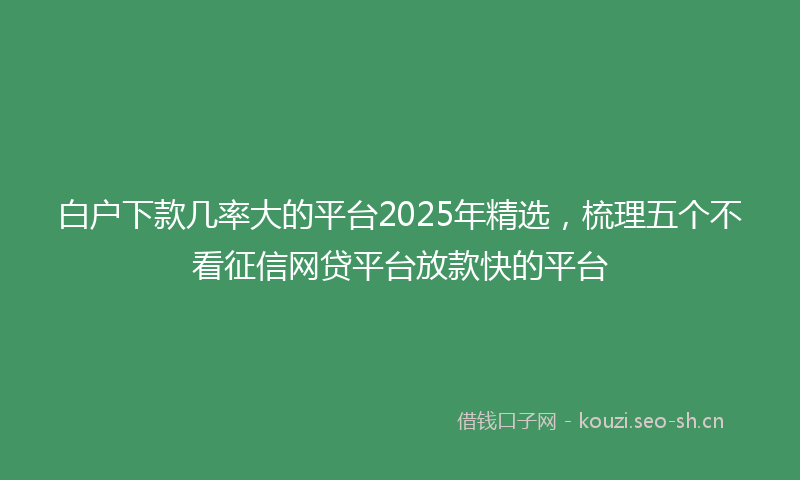 白户下款几率大的平台2025年精选，梳理五个不看征信网贷平台放款快的平台
