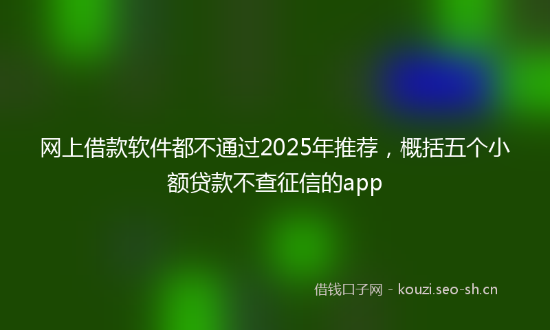 网上借款软件都不通过2025年推荐，概括五个小额贷款不查征信的app
