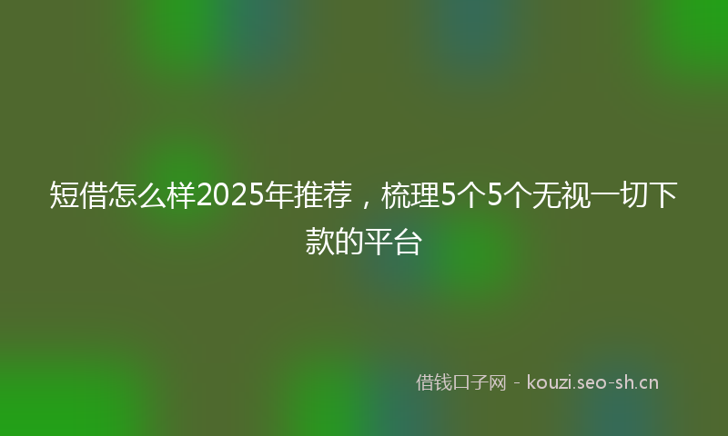 短借怎么样2025年推荐，梳理5个5个无视一切下款的平台