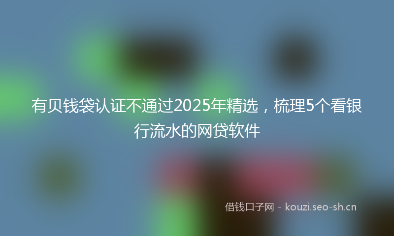 有贝钱袋认证不通过2025年精选，梳理5个看银行流水的网贷软件