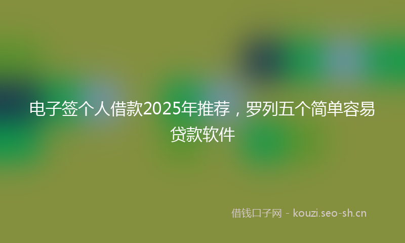 电子签个人借款2025年推荐，罗列五个简单容易贷款软件