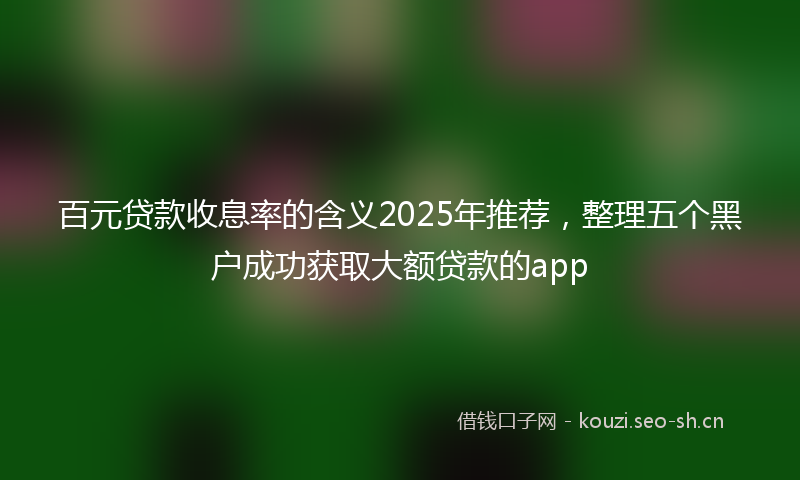 百元贷款收息率的含义2025年推荐，整理五个黑户成功获取大额贷款的app