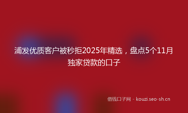 浦发优质客户被秒拒2025年精选，盘点5个11月独家贷款的口子