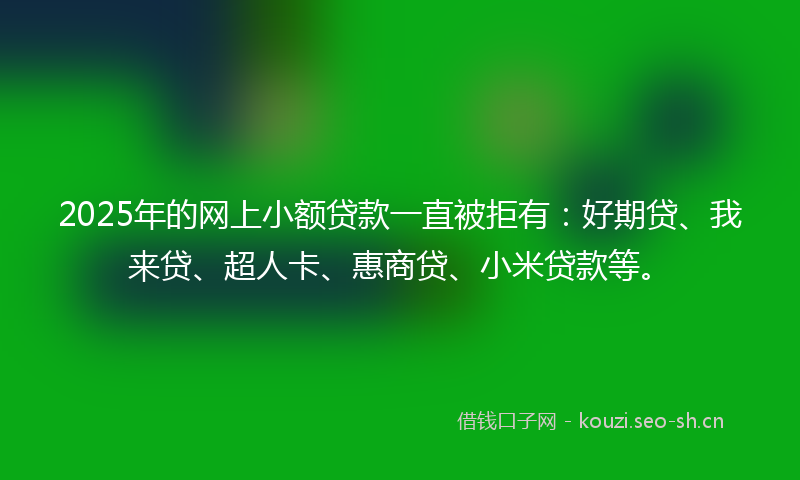 2025年的网上小额贷款一直被拒有：好期贷、我来贷、超人卡、惠商贷、小米贷款等。