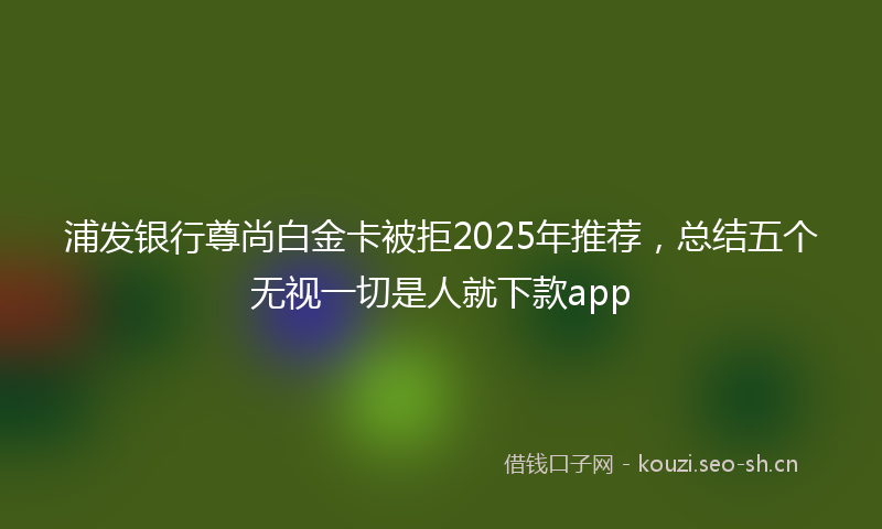 浦发银行尊尚白金卡被拒2025年推荐，总结五个无视一切是人就下款app