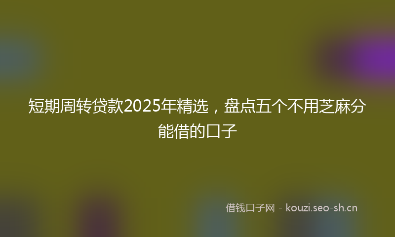 短期周转贷款2025年精选，盘点五个不用芝麻分能借的口子