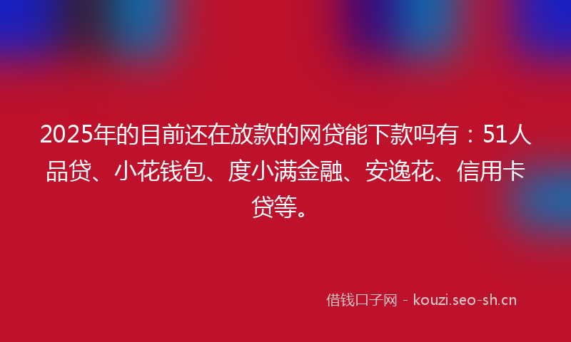 2025年的目前还在放款的网贷能下款吗有：51人品贷、小花钱包、度小满金融、安逸花、信用卡贷等。