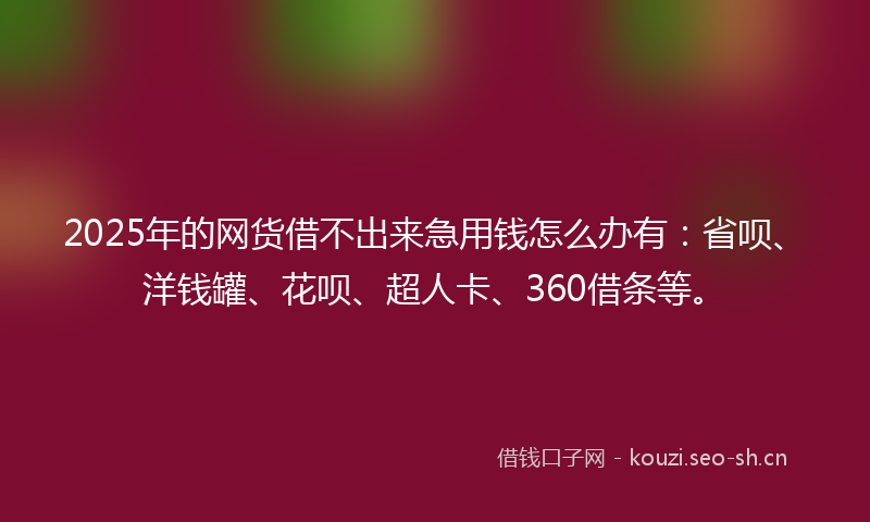 2025年的网货借不出来急用钱怎么办有：省呗、洋钱罐、花呗、超人卡、360借条等。